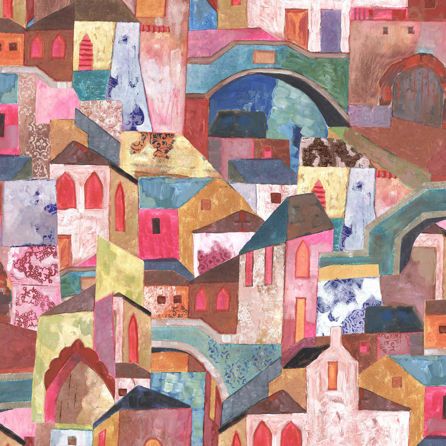 Εικόνα της ΤΑΠΕΤΣΑΡΙΑ ΜΕ ΜΟΤΙΒΟ BURANO WALL - ΡΟΖ/ΚΟΚΚΙΝΟ