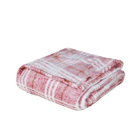 Εικόνα της ΚΟΥΒΕΡΤΑΚΙ ΚΑΝΑΠΕ CORAL FLANNEL ΚΑΡΟ  - ΡΟΖ