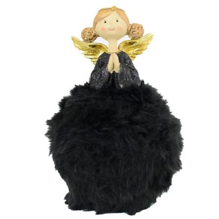 Εικόνα της ΧΡΙΣΤΟΥΓΕΝΝΙΑΤΙΚΑ ANGEL WITH FUR - ΜΑΥΡΟ