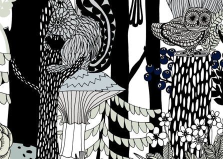 Εικόνα της ΤΑΠΕΤΣΑΡΙΑ ΜΕ ΜΟΤΙΒΟ PIKKUVELJEKSET - ΜΑΥΡΟ-ΛΕΥΚΟ